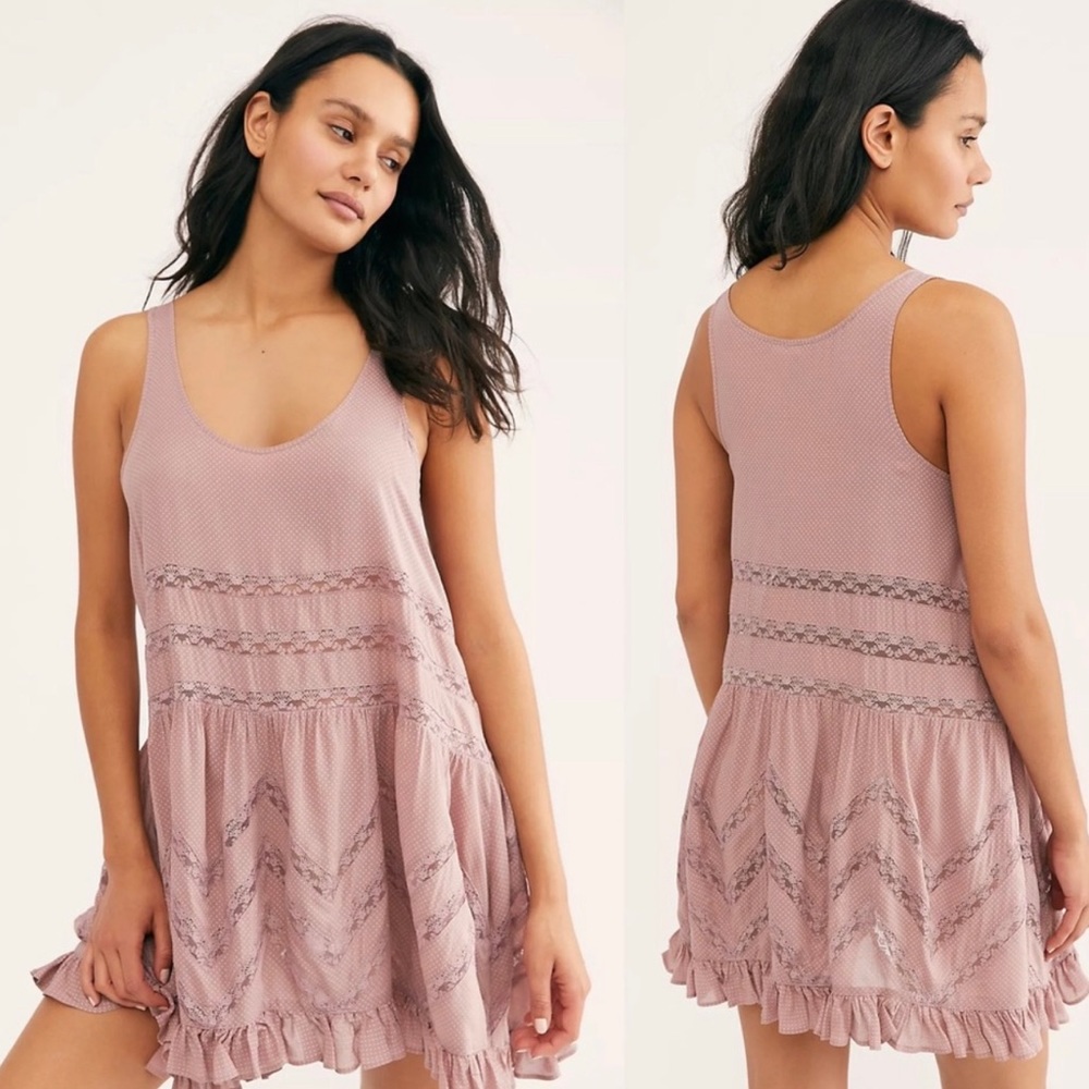 Free People Voile and Lace Trapeze slip dress
